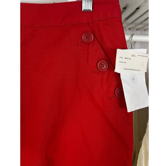 Liz Claiborne Women's Size 6 Red Knee Length Button Pocket Skirt #0385 - Picture 3 of 11